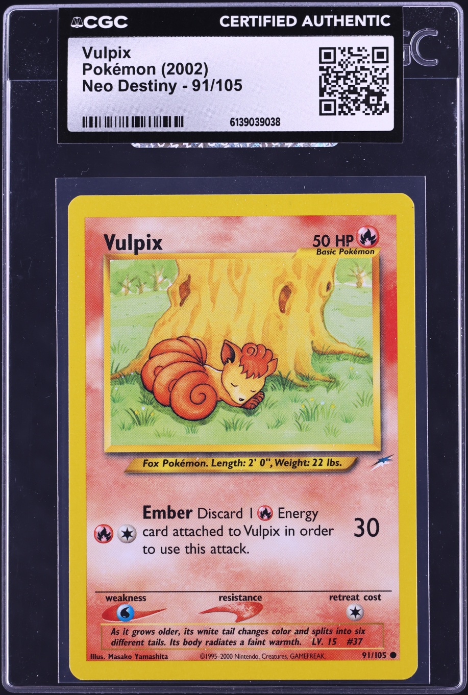 2002 Pokemon Neo Destiny Vulpix #91 CGC AUTH
