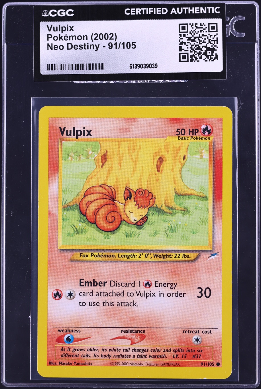 2002 Pokemon Neo Destiny Vulpix #91 CGC AUTH