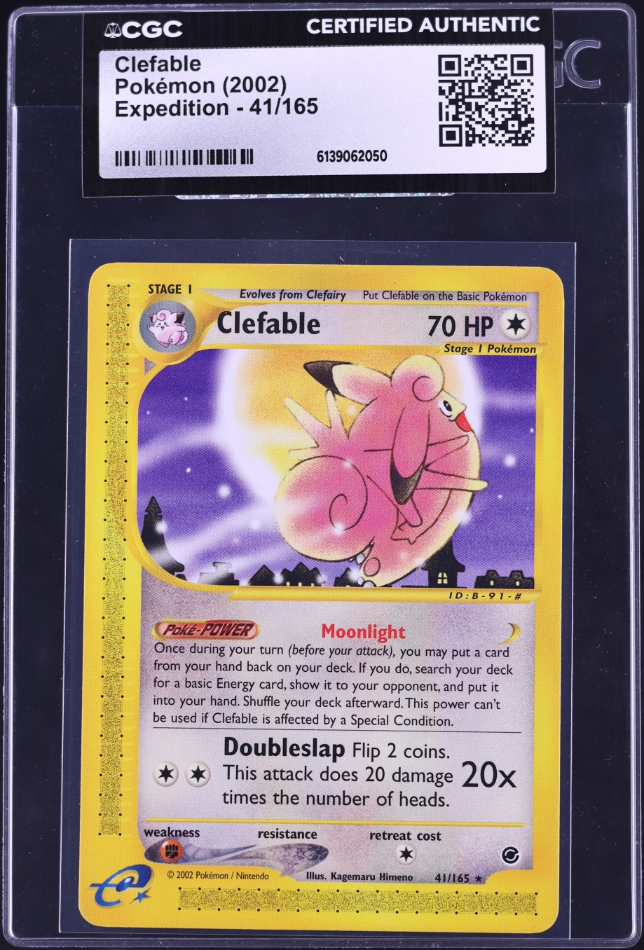 2002 Pokemon Expedition Clefable #41 CGC AUTH