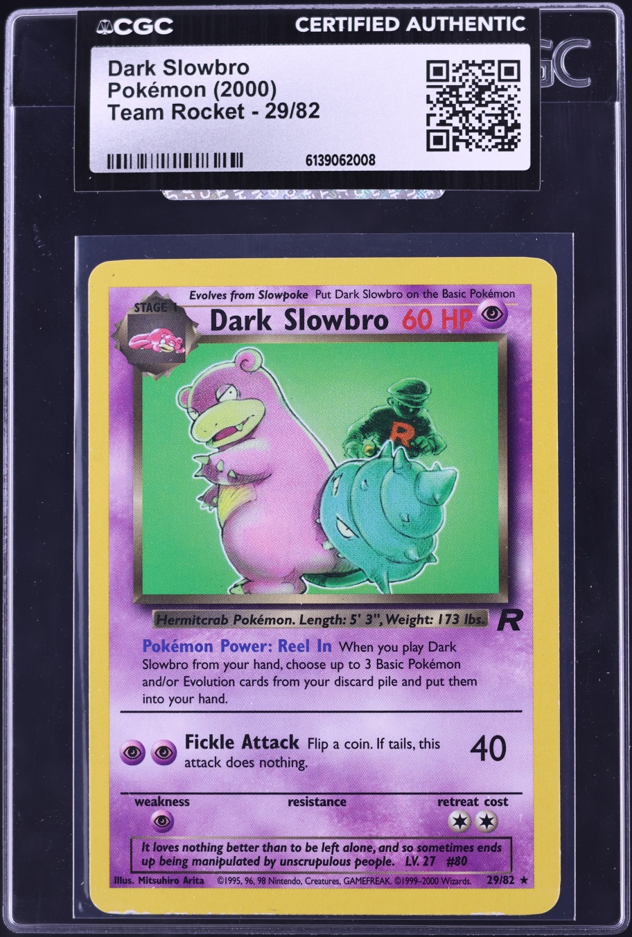 2000 Pokemon Team Rocket Dark Slowbro #29 CGC AUTH