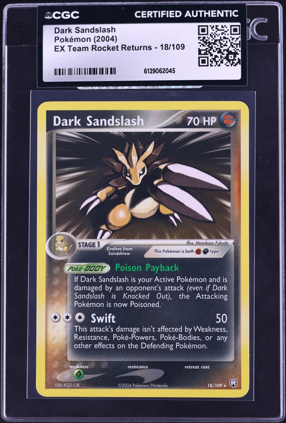 2004 Pokemon EX Team Rocket Returns Dark Sandslash #18 CGC AUTH