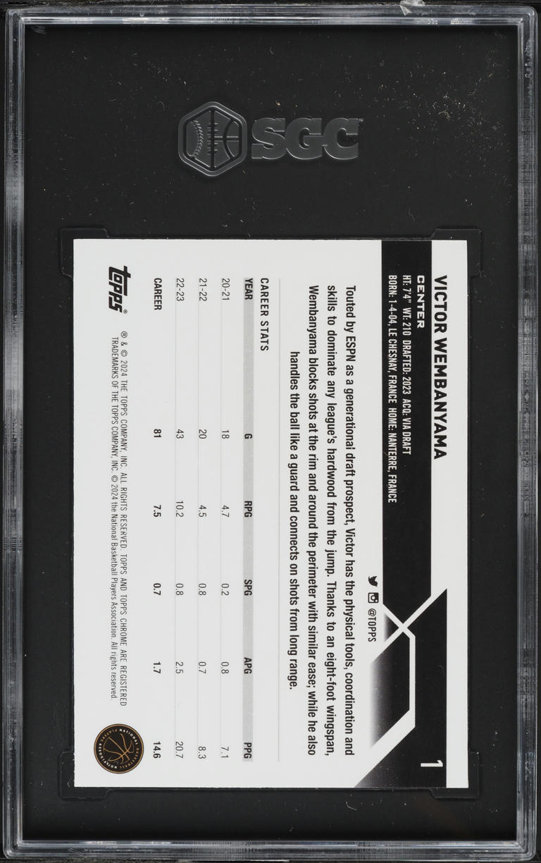 2023 Topps Chrome Purple Geometric Refractor Victor Wembanyama RC /119 #1 SGC 9