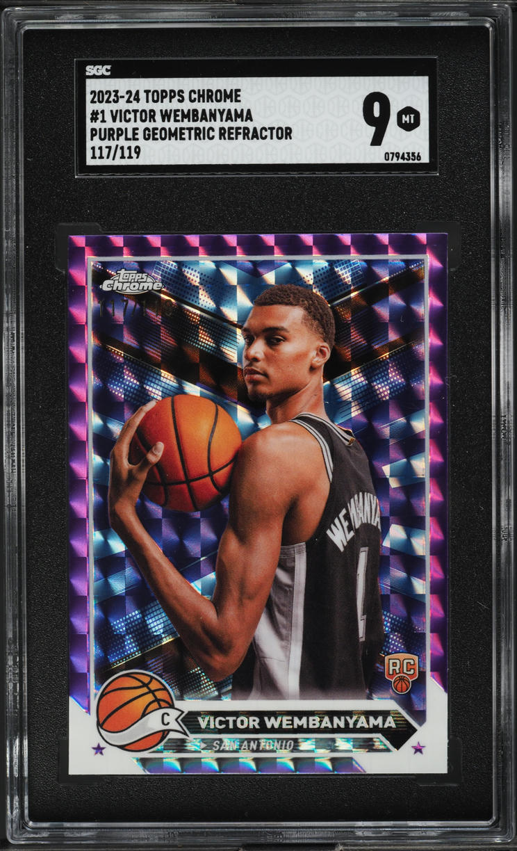 2023 Topps Chrome Purple Geometric Refractor Victor Wembanyama RC /119 #1 SGC 9