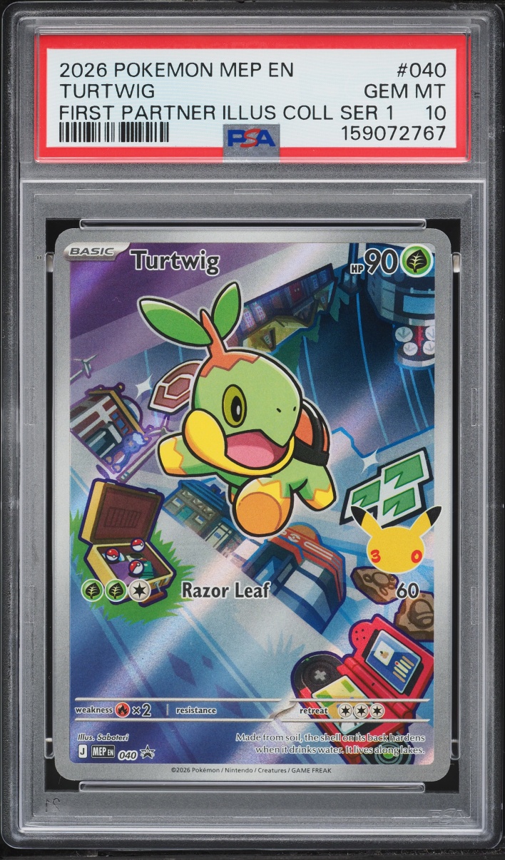 2026 Pokemon Mega Evolution Promo First Partner Illustration Full Art Turtwig #40 PSA 10 GEM