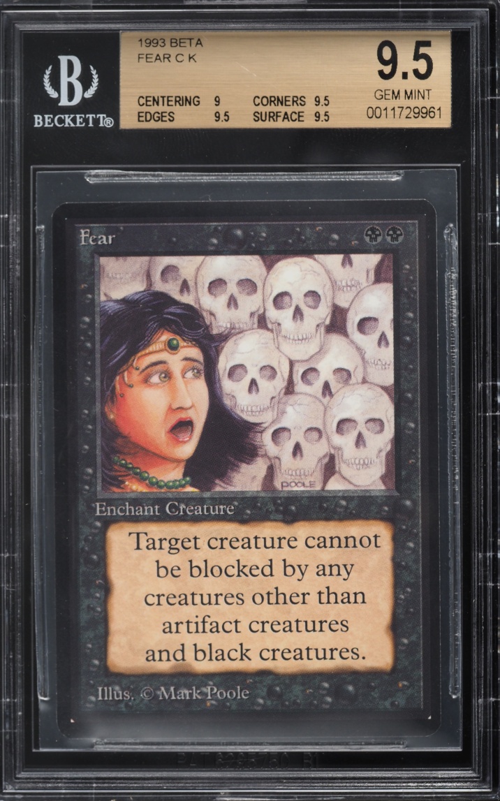 1993 Magic The Gathering MTG Beta Fear BGS 9.5 GEM MINT