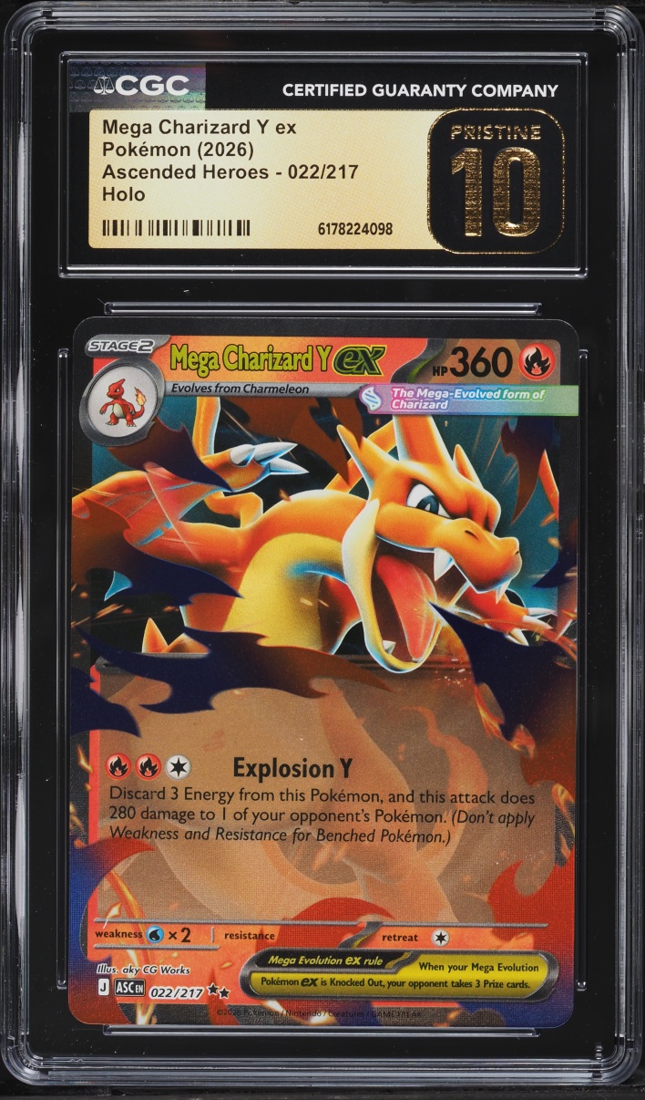 2026 Pokemon Mega Evolution Ascended Heroes Holo Mega Charizard Y Ex #22 CGC 10 PRISTINE