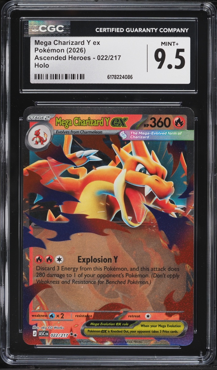2026 Pokemon Mega Evolution Ascended Heroes Holo Mega Charizard Y Ex #22 CGC 9.5 MINT+