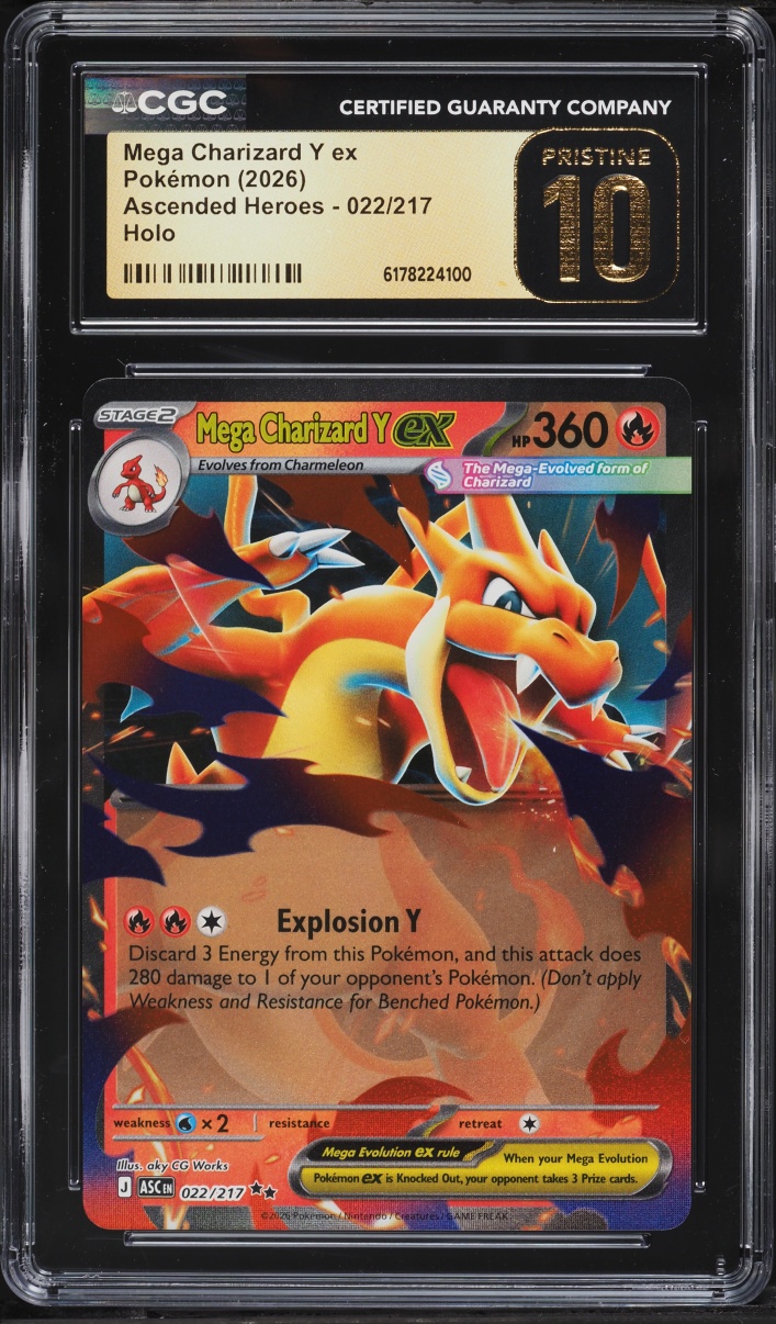 2026 Pokemon Mega Evolution Ascended Heroes Holo Mega Charizard Y Ex #22 CGC 10 PRISTINE