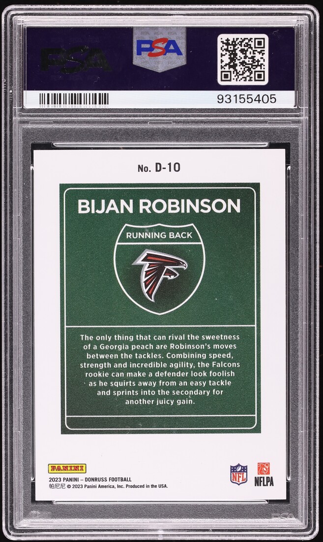 2023 Donruss Downtown Bijan Robinson ROOKIE #D-10 PSA 9 MINT
