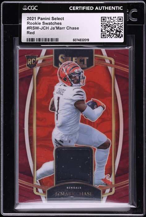 2021 Select Red Ja'Marr Chase ROOKIE PATCH #RSW-JCH CGC AUTH
