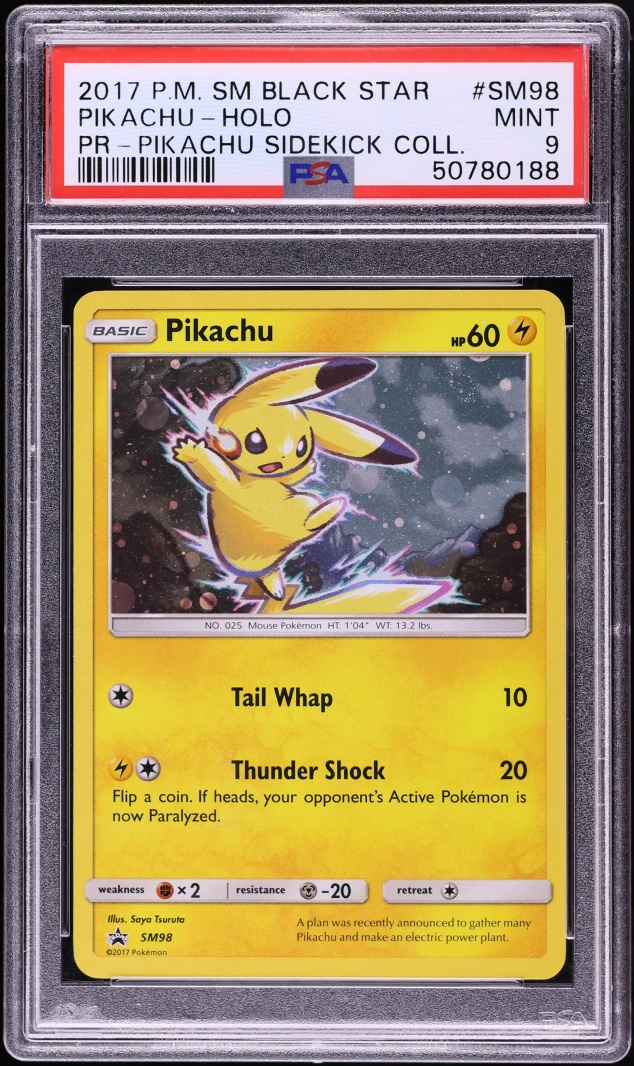 2017 Pokemon Sun & Moon Black Star Promo Sidekick Collection Pikachu #SM98 PSA 9 MINT