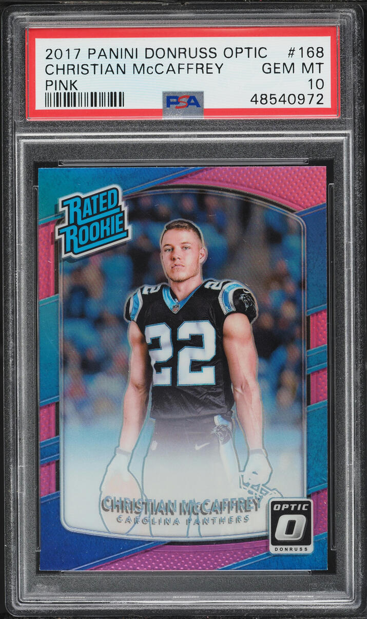 2017 Donruss Optic Pink Christian McCaffrey ROOKIE #168 PSA 10 GEM MINT