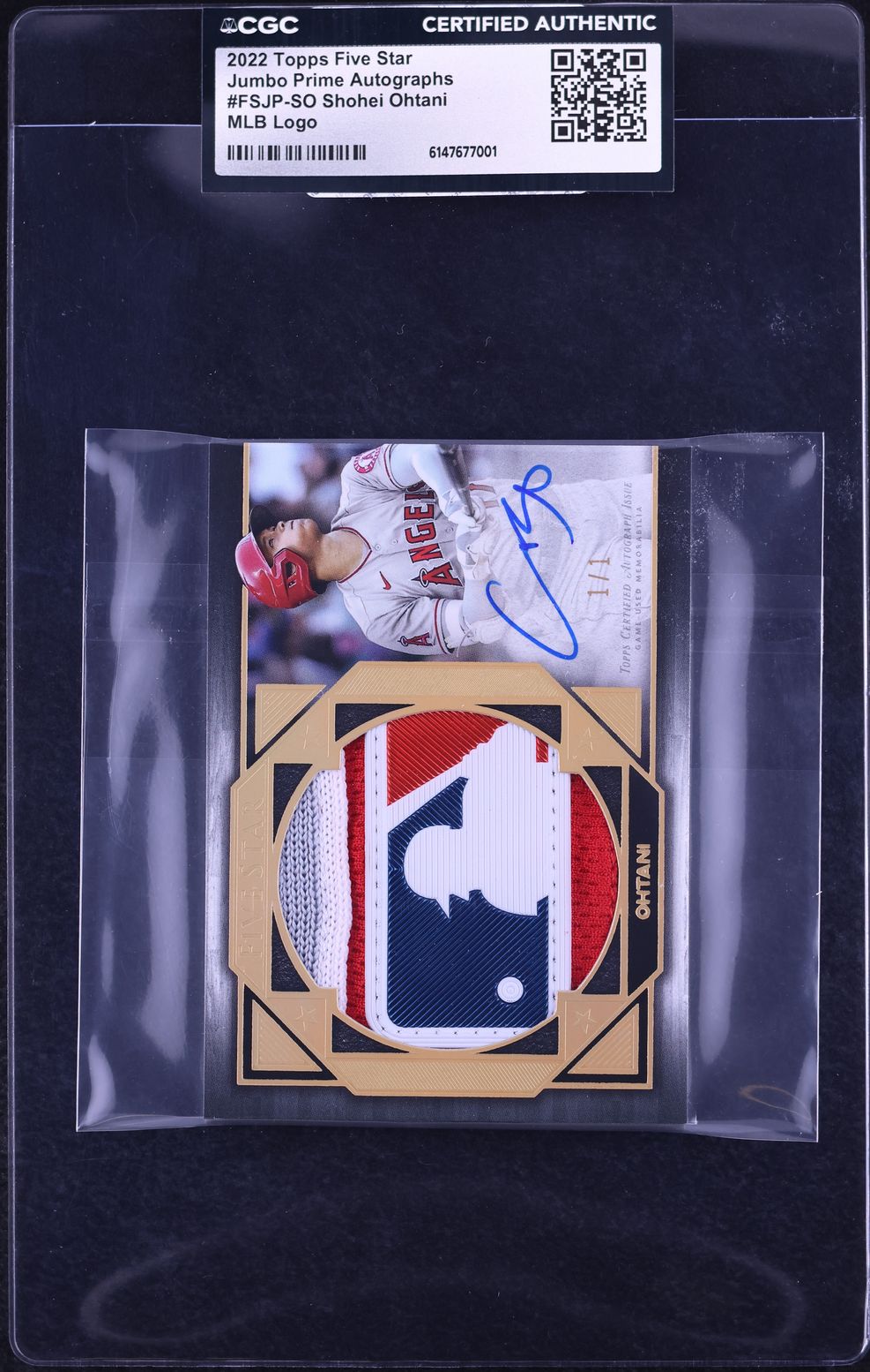 2022 Topps Five Star Jumbo Prime Shohei Ohtani MLB LOGOGMAN PATCH AUTO 1/1 #FSJP-SO CGC AUTH