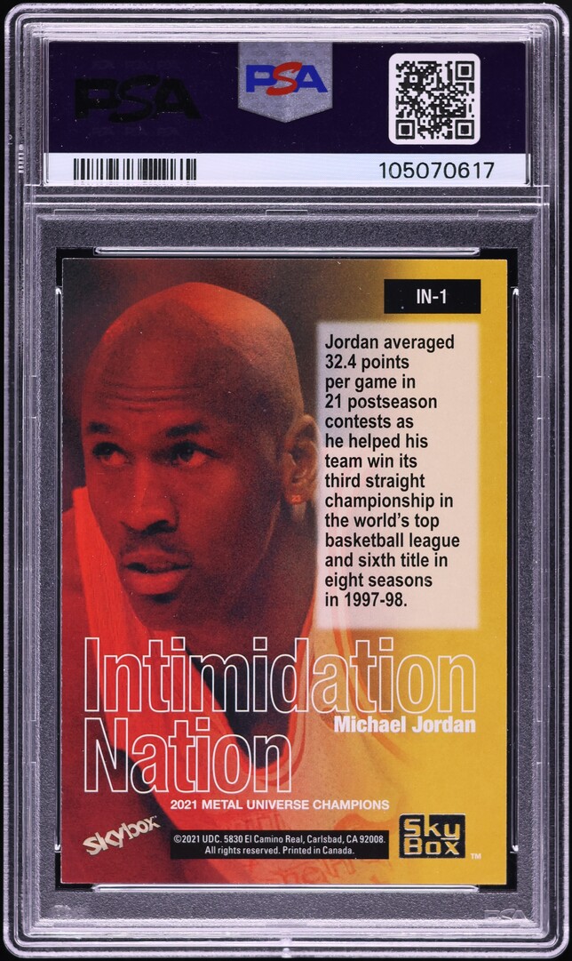2021 Metal Universe Champions Intimidation Nation Michael Jordan #IN-1 PSA 9
