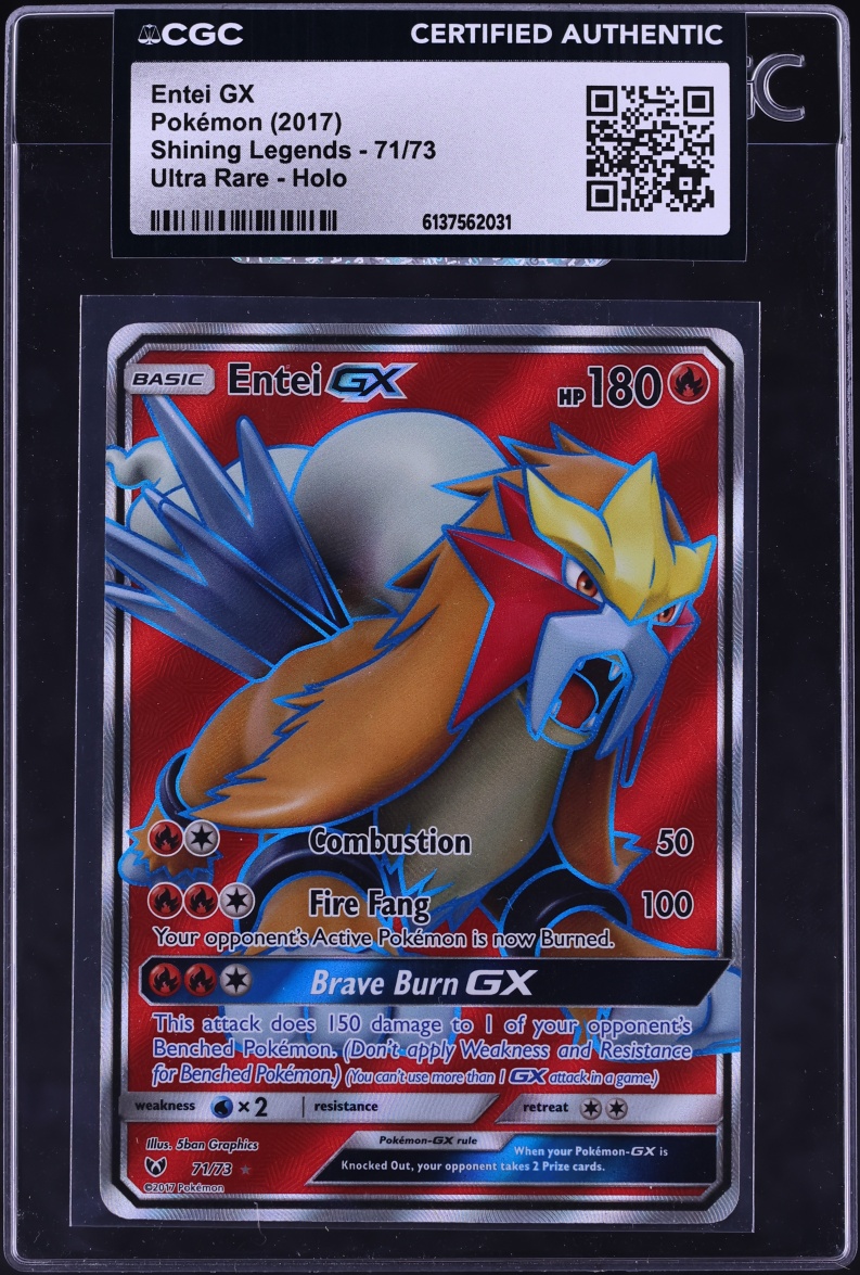 2017 Pokemon Sun & Moon Shining Legends Full Art Entei GX #71 CGC AUTH
