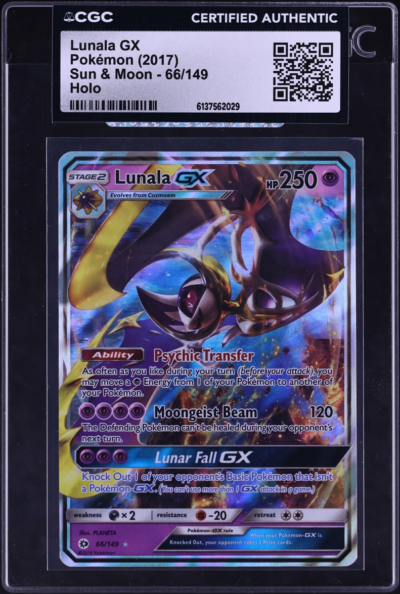 2017 Pokemon Sun & Moon Holo Lunala GX #66 CGC AUTH