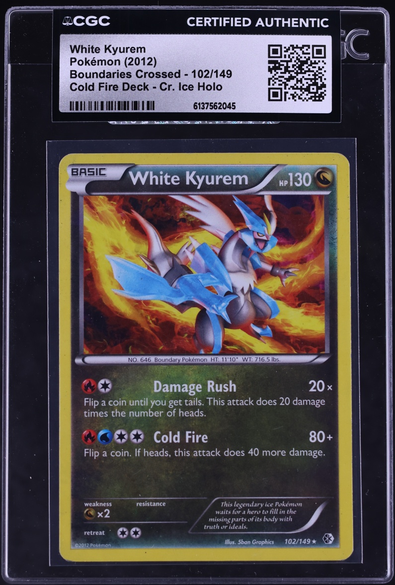 2012 Pokemon Black & White Boundaries Crossed Cracked Ice Holo White Kyurem #102 CGC AUTH