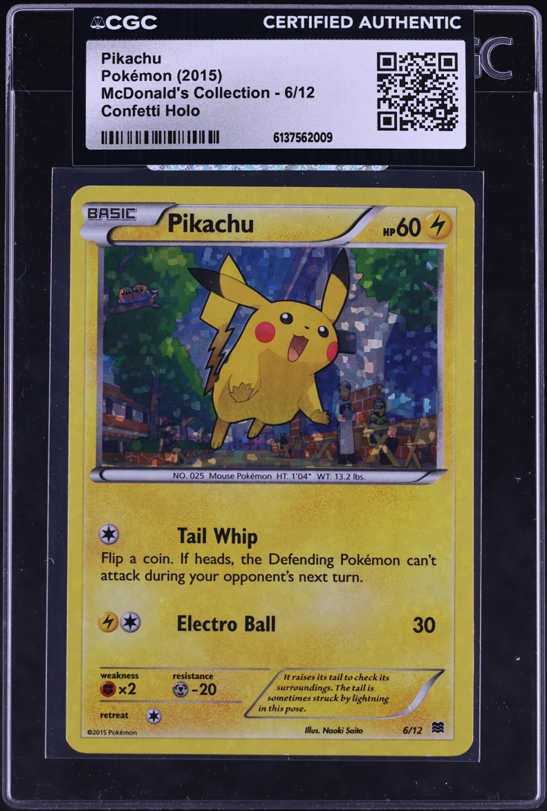 2015 Pokemon McDonald's Collection Confetti Holo Pikachu #6 CGC AUTH