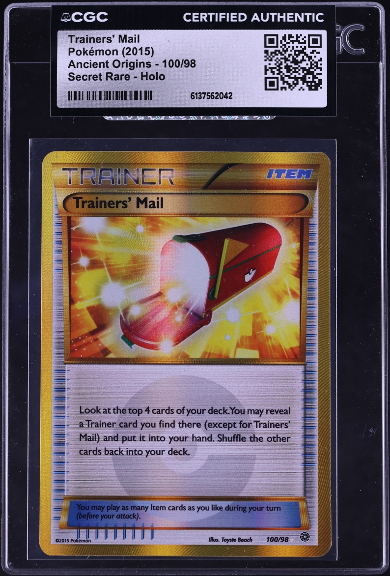 2015 Pokemon XY Ancient Origins Secret Rare Trainers' Mail #100 CGC AUTH