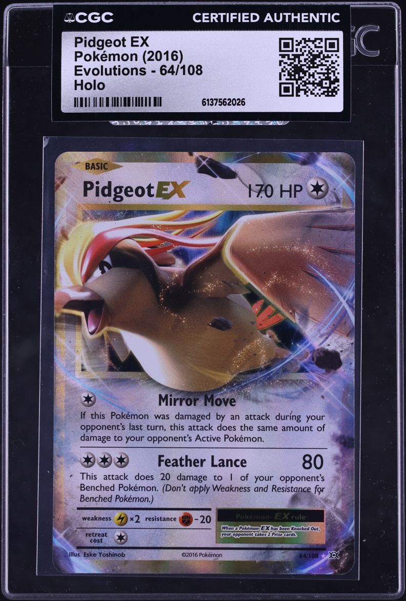2016 Pokemon XY Evolutions Holo Pidgeot EX #64 CGC AUTH