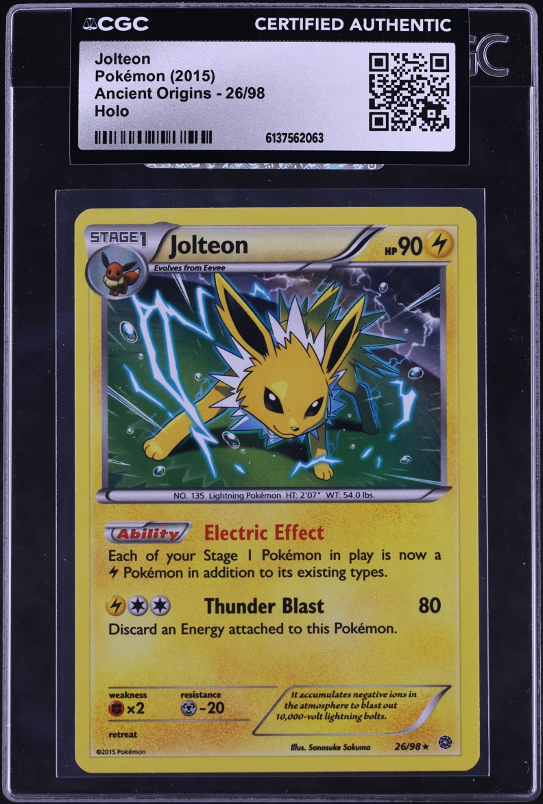 2015 Pokemon XY Ancient Origins Holo Jolteon #26 CGC AUTH