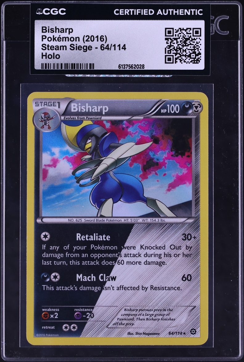 2016 Pokemon XY Steam Siege Holo Bisharp #64 CGC AUTH