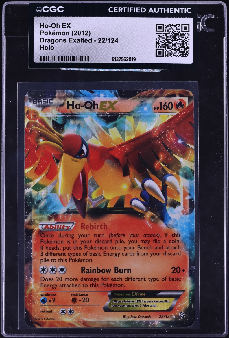 2012 Pokemon Black & White Dragons Exalted Holo Ho-Oh EX #22 CGC AUTH