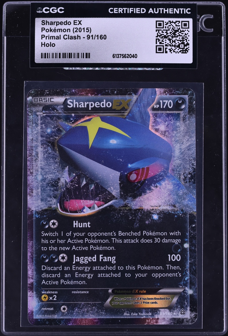 2015 Pokemon XY Primal Clash Holo Sharpedo EX #91 CGC AUTH