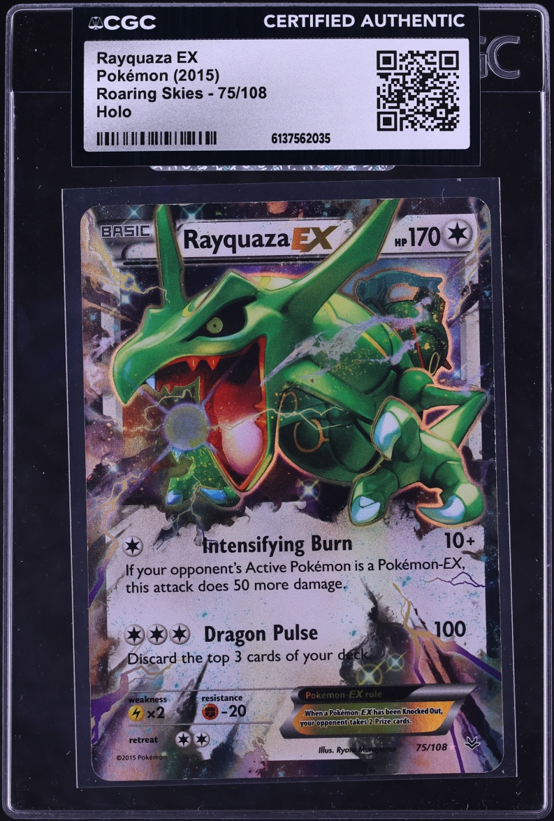 2015 Pokemon XY Roaring Skies Holo Rayquaza EX #75 CGC AUTH