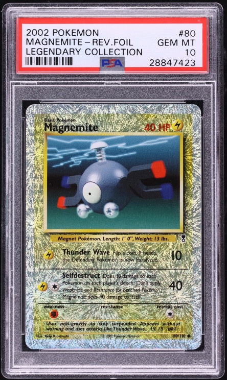 2002 Pokemon Legendary Collection Reverse Holo Magnemite #80 PSA 10 GEM MINT