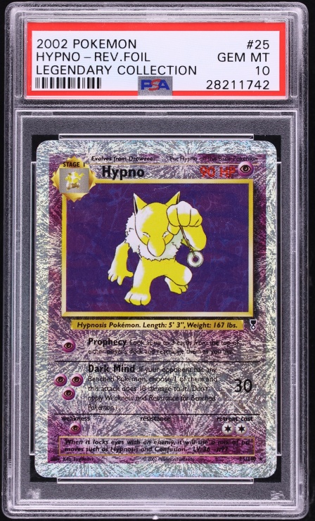 2002 Pokemon Legendary Collection Reverse Holo Hypno #25 PSA 10 GEM MINT