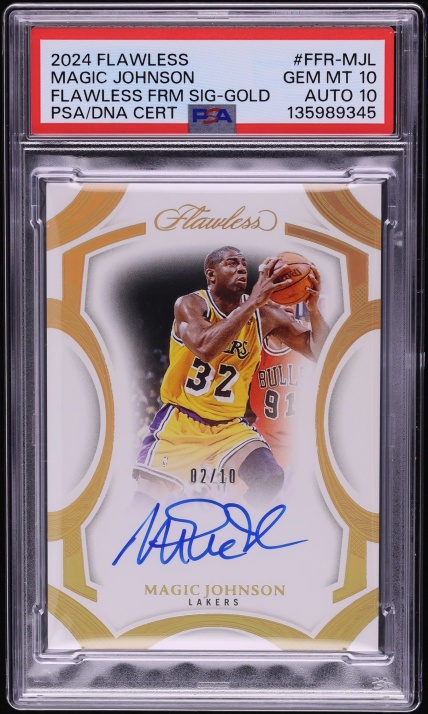 2024 Panini Flawless Frame Gold Magic Johnson AUTO DNA 10 /10 #FFR-MJL PSA 10 GEM MINT