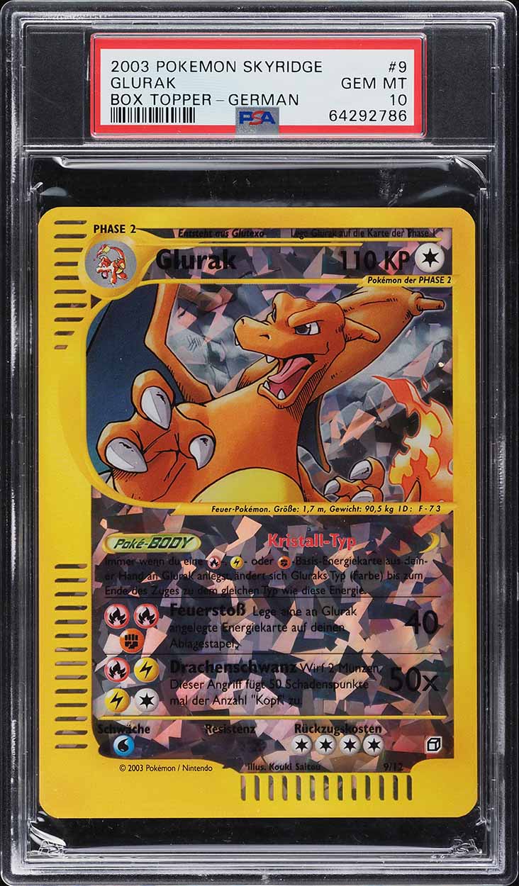 2003 Pokemon German Skyridge Box Topper Charizard Glurak #9 PSA 10 GEM MINT