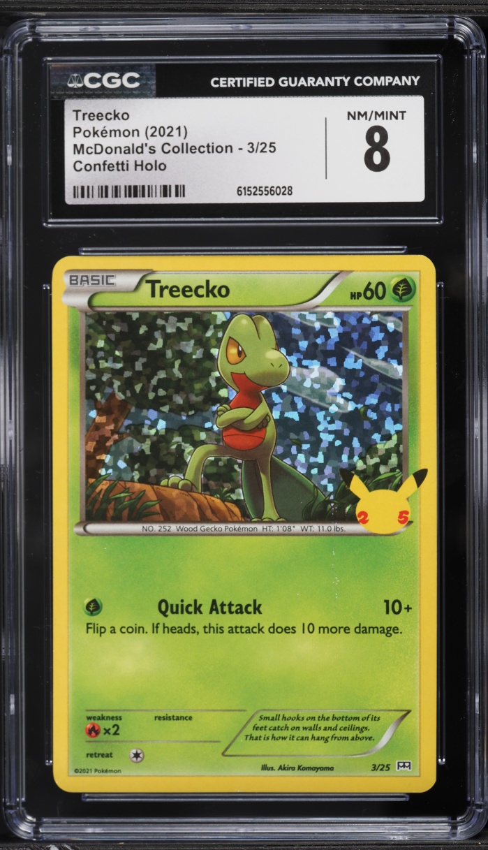 2021 Pokemon Sword & Shield McDonald's Collection Confetti Holo Treecko #3 CGC 8 NM-MT