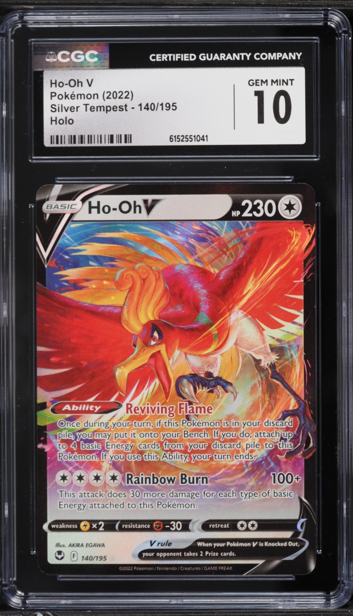 2022 Pokemon Sword & Shield Silver Tempest Alt Art Ho-Oh V #140 CGC 10 GEM MINT