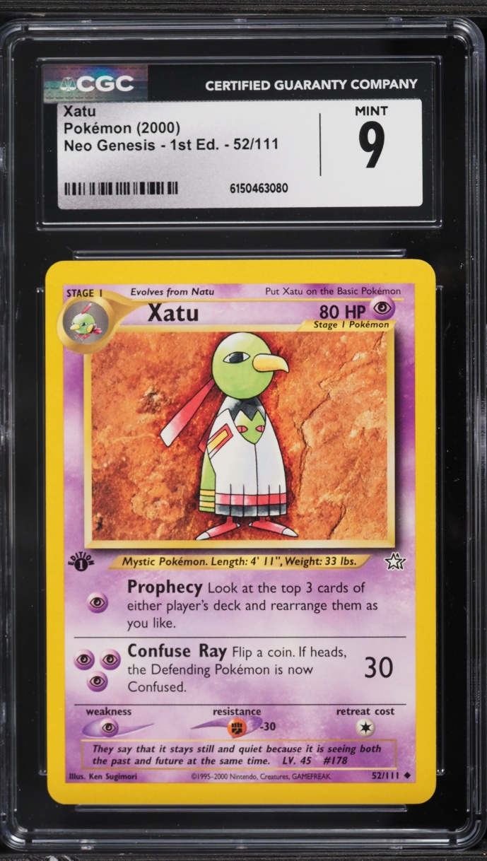 2000 Pokemon Neo Genesis 1st Edition Xatu #52 CGC 9 MINT
