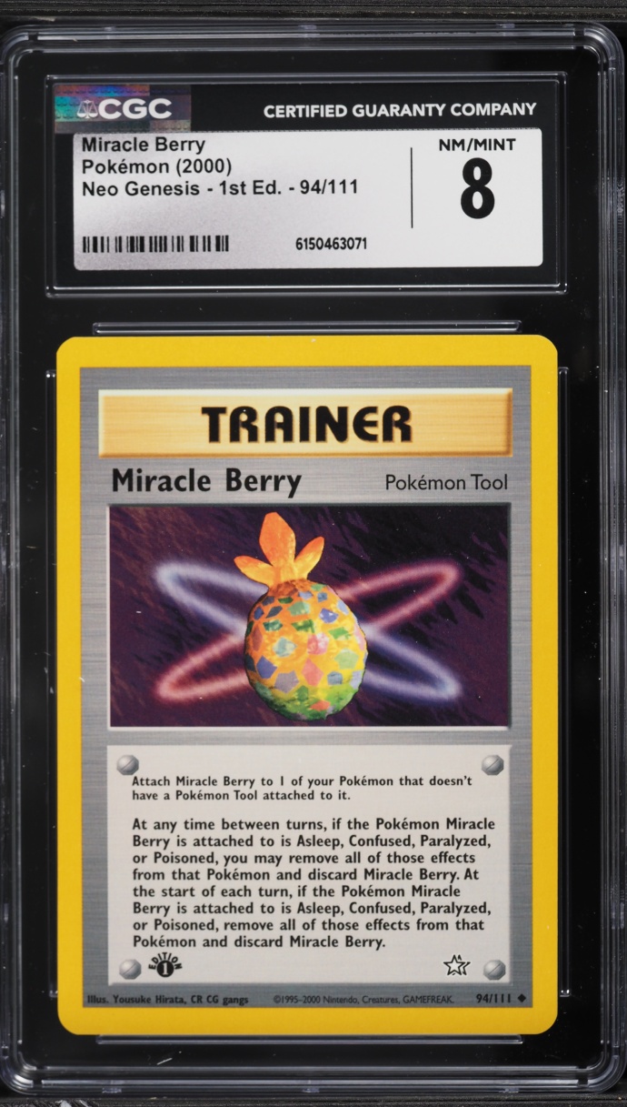 2000 Pokemon Neo Genesis 1st Edition Miracle Berry #94 CGC 8 NM-MT