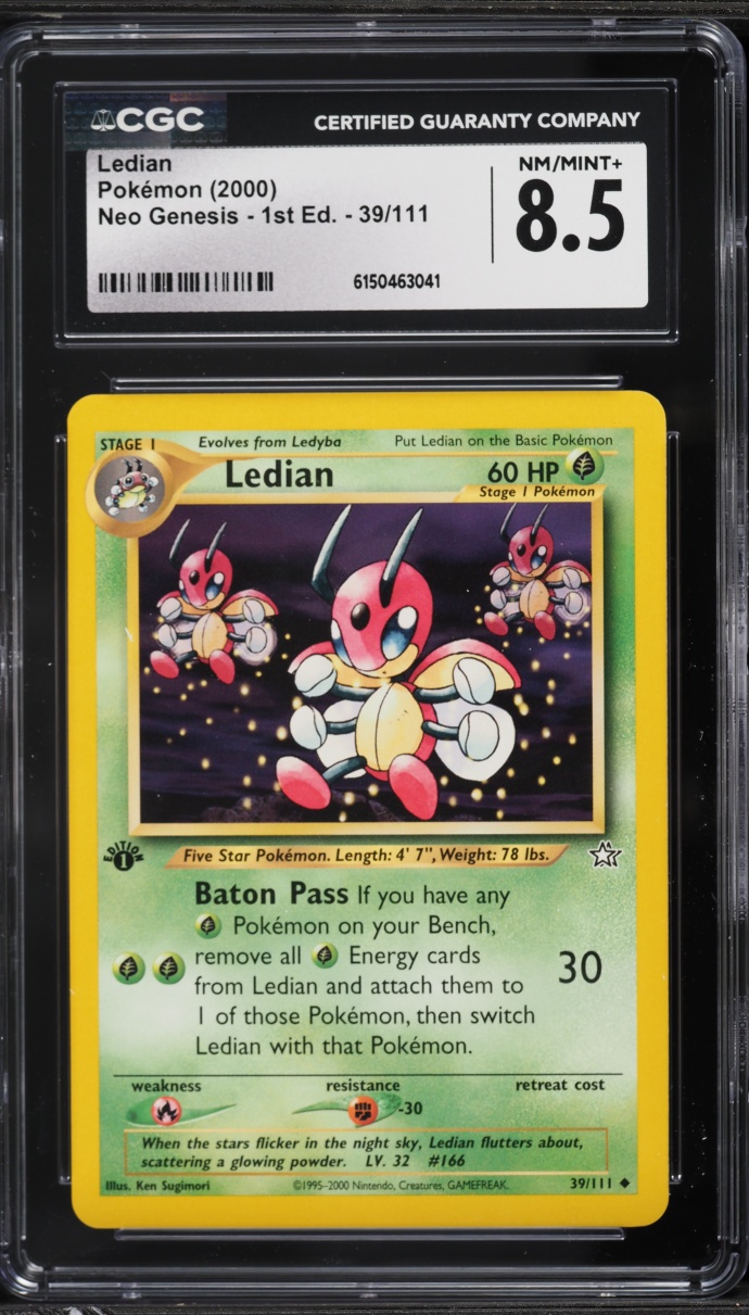2000 Pokemon Neo Genesis 1st Edition Ledian #39 CGC 8.5 NM-MT+