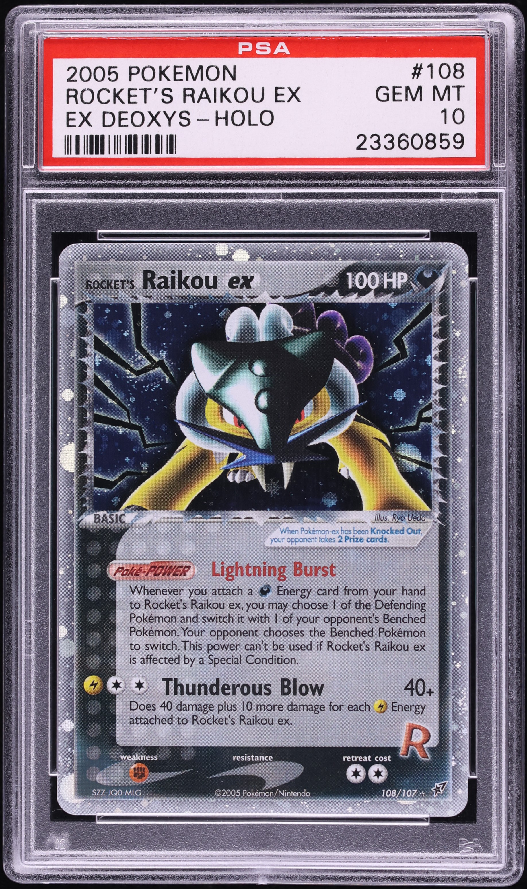 2005 Pokemon EX Deoxys Holo Rocket's Raikou EX #108 PSA 10 GEM MINT