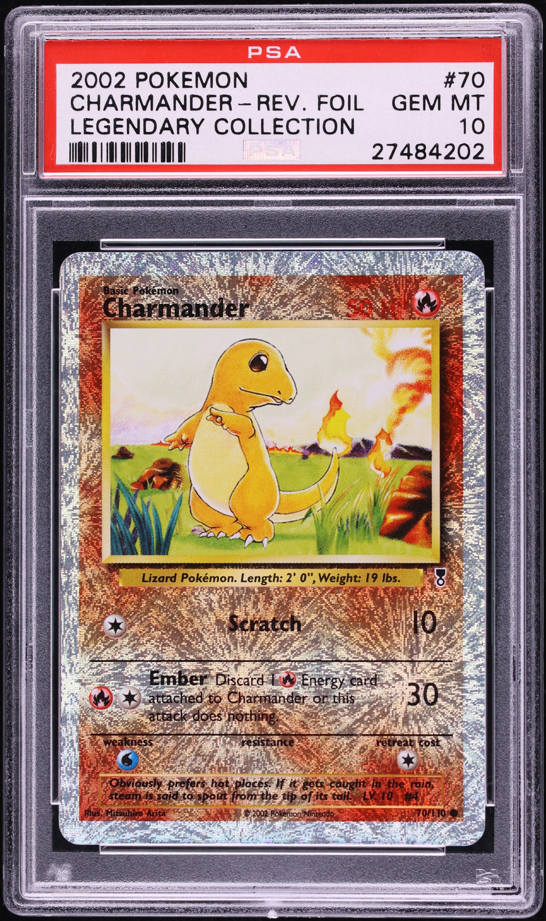 2002 Pokemon Legendary Collection Reverse Holo Charmander #70 PSA 10 GEM MINT