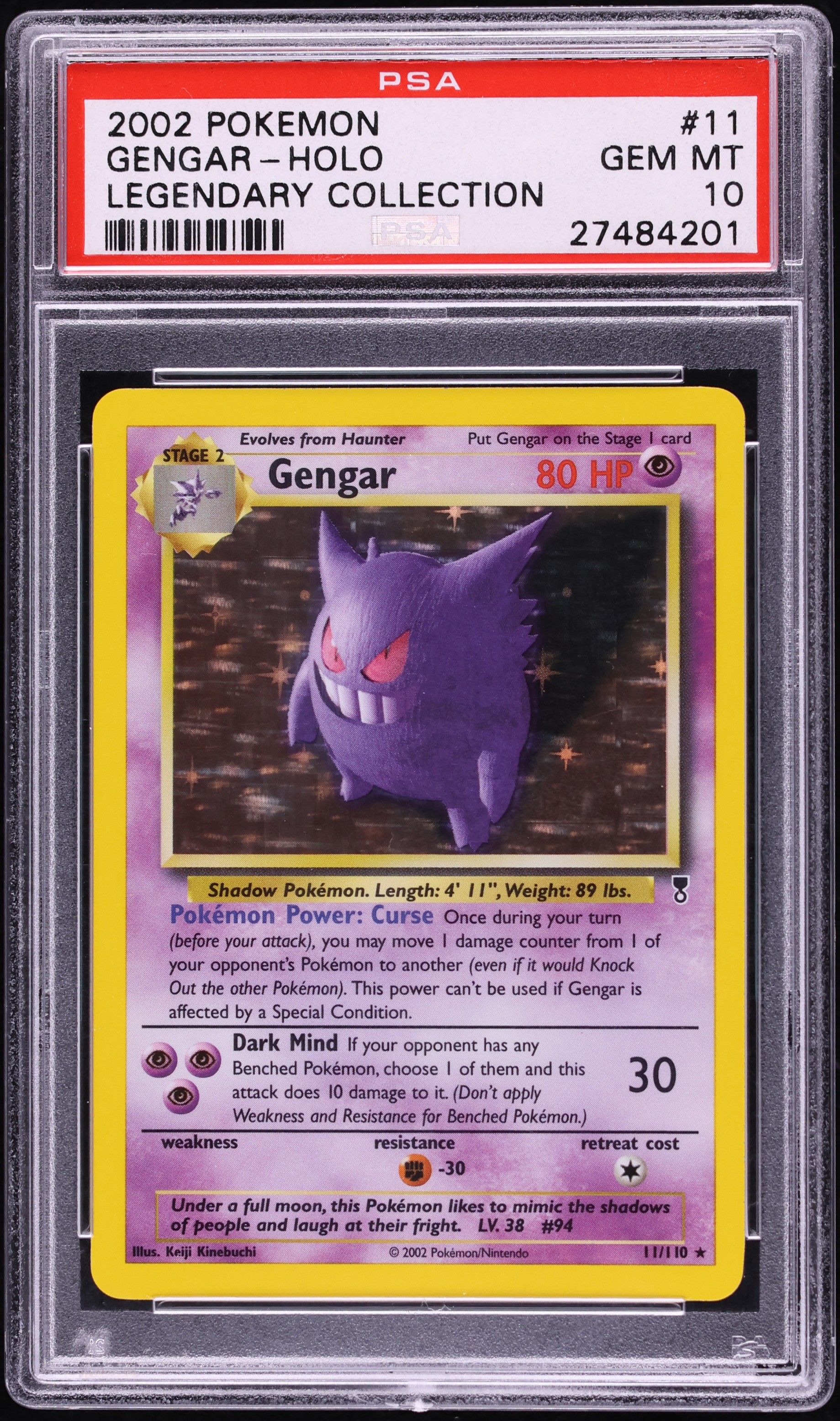 2002 Pokemon Legendary Collection Holo Gengar #11 PSA 10 GEM MINT
