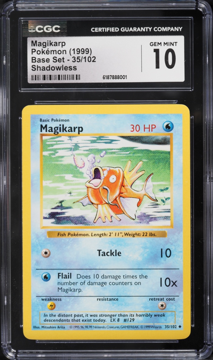 1999 Pokemon Base Set Shadowless Magikarp #35 CGC 10 GEM MINT