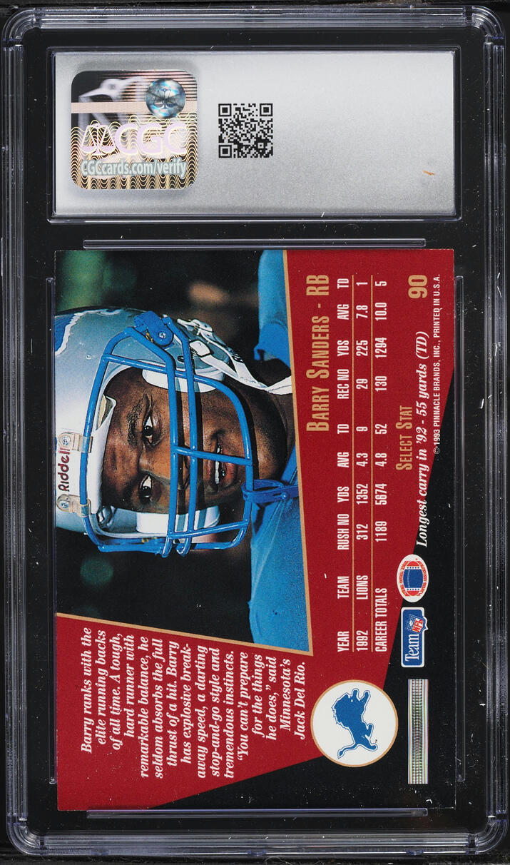 1993 Select Football Barry Sanders #90 CGC 10 GEM MINT