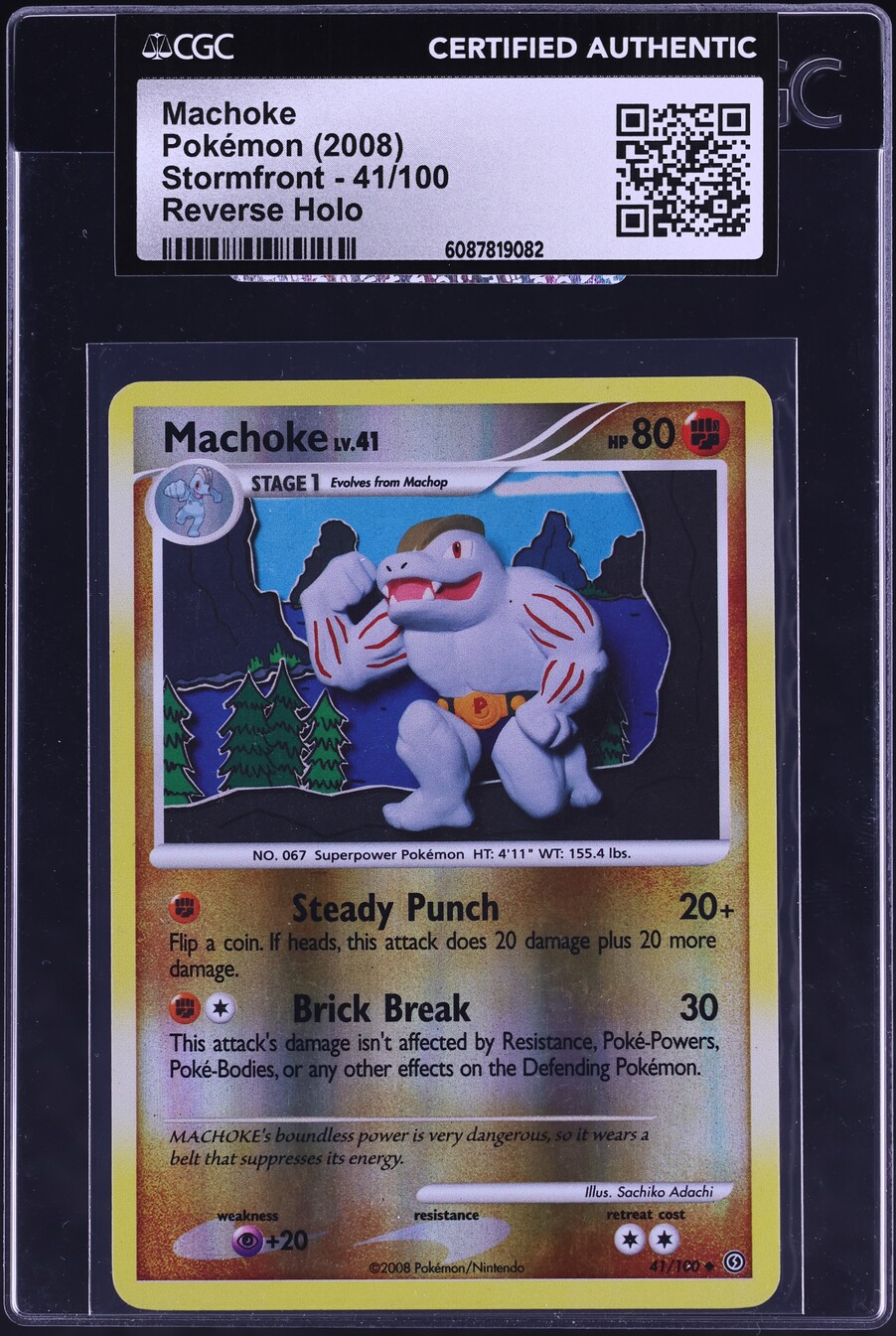 2008 Pokemon Diamond & Pearl Stormfront Reverse Holo Machoke #41 CGC AUTH