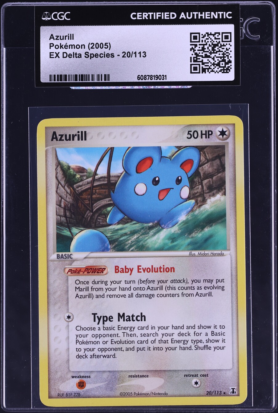 2005 Pokemon EX Delta Species Holo Azurill #20 CGC AUTH