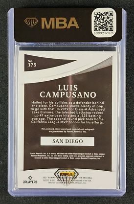 2021 Immaculate Collection Luis Campusano ROOKIE PATCH AUTO /99 #175 MBA AUTH