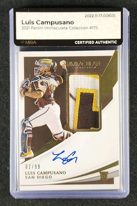 2021 Immaculate Collection Luis Campusano ROOKIE PATCH AUTO /99 #175 MBA AUTH