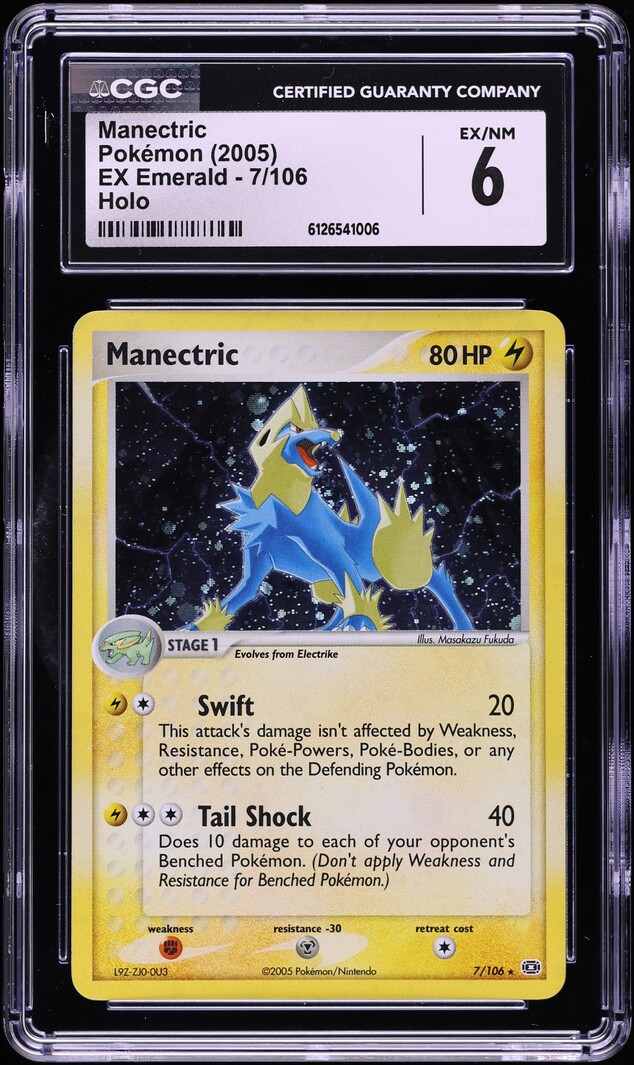 2005 Pokemon EX Emerald Holo Manectric #7 CGC 6 EXMT
