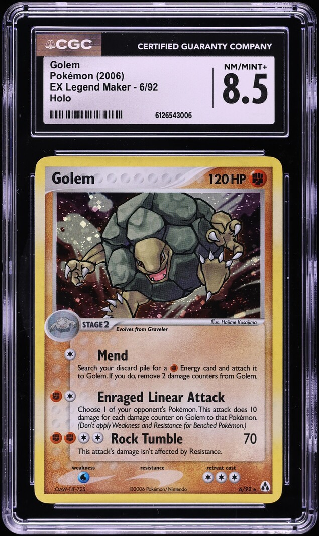 2006 Pokemon EX Legend Maker Holo Golem #6 CGC 8.5 NM-MT+