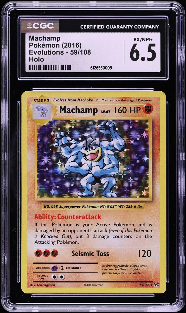 2016 Pokemon XY Evolutions Holo Machamp #59 CGC 6.5 EXMT+